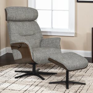 Watseka Fabric Recliner Chair With Stool In Cocoa