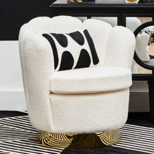Bayfield Velvet Accent Chair With Gold Steel Base In Off White