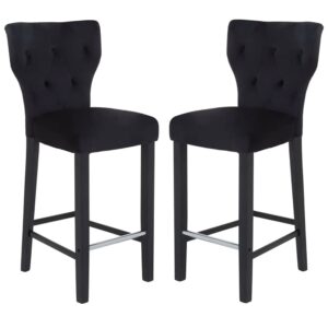 Deadwood Black Velvet Bar Stools In Pair