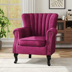 Luxurious Button Armchair with Toss Pillow