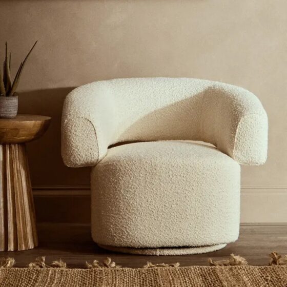 Ontario Fabric Accent Chair In Ivory