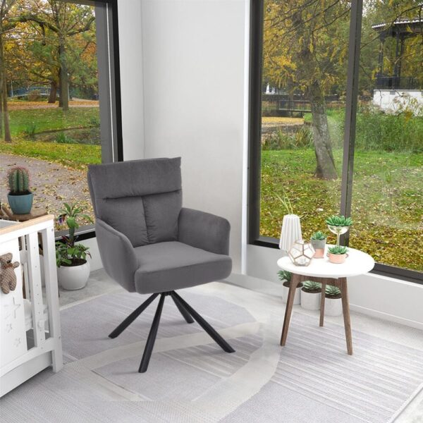 Modern Upholstered Swivel Armchair with Black Legs
