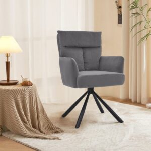 Modern Upholstered Swivel Armchair with Black Legs