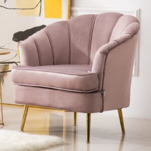 Velvet Noble Armchair with Gold Metal Legs