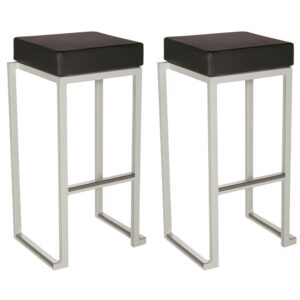 Kelowna Black Faux Leather Bar Stools With White Steel Frame In Pair