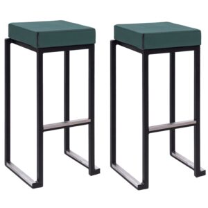 Kelowna Green Velvet Bar Stools With Black Steel Frame In Pair