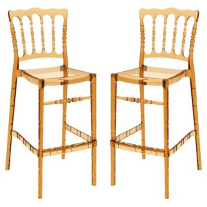 Oregon Amber Transparent Polycarbonate Bar Stools In Pair