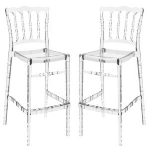 Oregon Clear Transparent Polycarbonate Bar Stools In Pair