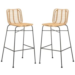 Ponoka Natural Rattan Stacking Bar Stools In Pair