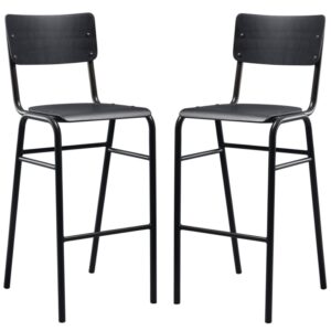 Toulouse Black Wooden Stacking Bar Stools In Pair