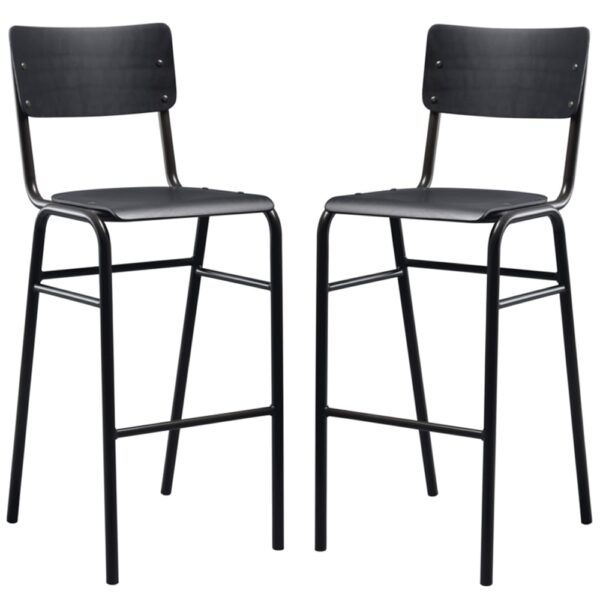 Toulouse Black Wooden Stacking Bar Stools In Pair