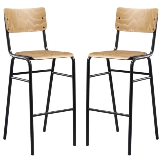 Toulouse Oak Wooden Stacking Bar Stools In Pair