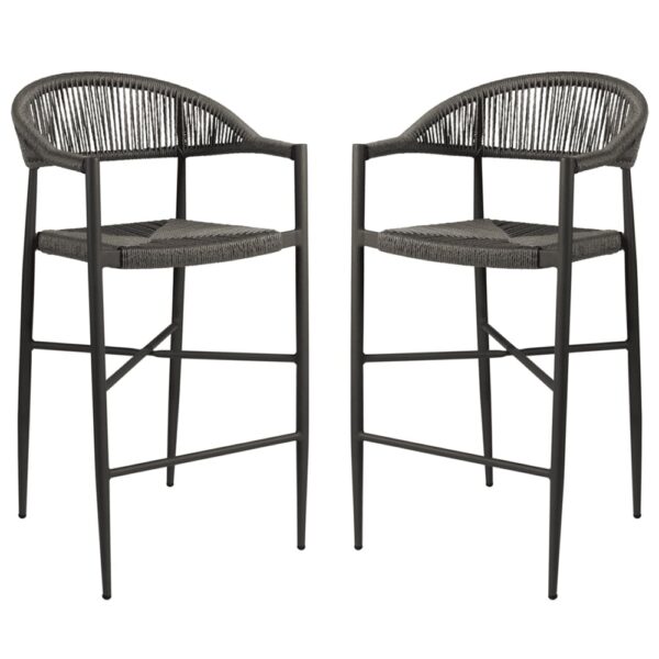 Alamosa Dark Grey Rattan Bar Stools With Aluminium Frame In Pair
