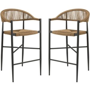Alamosa Natural Rattan Bar Stools With Aluminium Frame In Pair