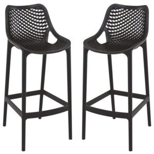 Aultas 75cm Black Polypropylene Bar Stools In Pair