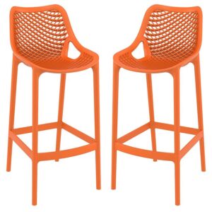 Aultas 75cm Orange Polypropylene Bar Stools In Pair