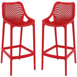 Aultas 75cm Red Polypropylene Bar Stools In Pair