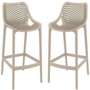 Aultas 75cm Taupe Polypropylene Bar Stools In Pair