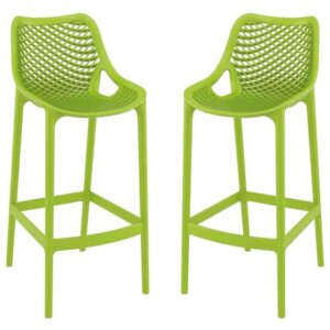 Aultas 75cm Tropical Green Polypropylene Bar Stools In Pair