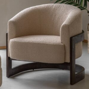 Celina Fabric Armchair With Wooden Frame In Cream
