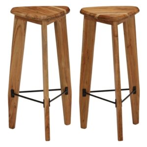 Emilia Outdoor Brown Wooden Bar Stools In A Pair
