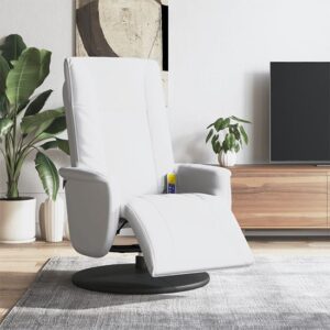 Madera Faux Leather Recliner Chair With Footrest In White