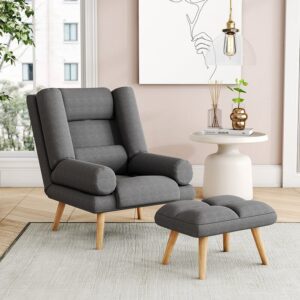 Modern Comfort Adjustable Recliner with Footstool Grey