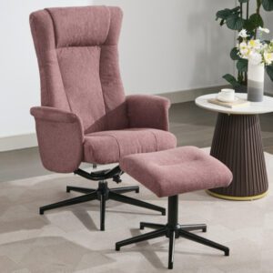 Amarillo Fabric Recliner Chair With Stool – Rose