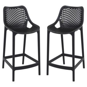 Aultas 65cm Black Polypropylene Bar Stools In Pair