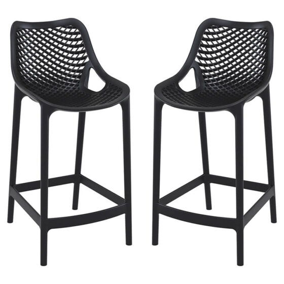 Aultas 65cm Black Polypropylene Bar Stools In Pair