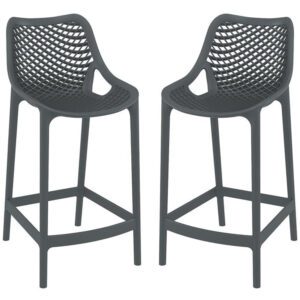 Aultas 65cm Dark Grey Polypropylene Bar Stools In Pair