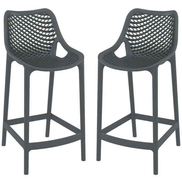 Aultas 65cm Dark Grey Polypropylene Bar Stools In Pair