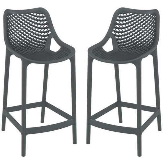 Aultas 65cm Dark Grey Polypropylene Bar Stools In Pair