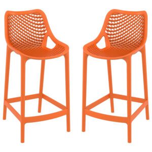 Aultas 65cm Orange Polypropylene Bar Stools In Pair