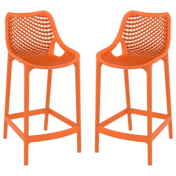 Aultas 65cm Orange Polypropylene Bar Stools In Pair