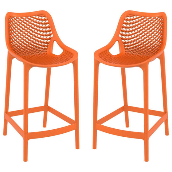 Aultas 65cm Orange Polypropylene Bar Stools In Pair