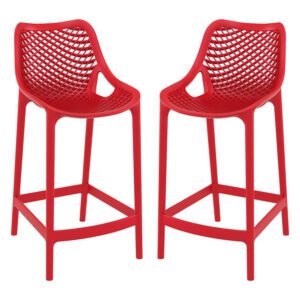 Aultas 65cm Red Polypropylene Bar Stools In Pair