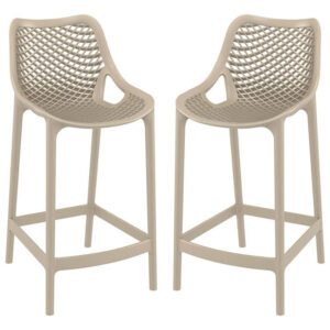 Aultas 65cm Taupe Polypropylene Bar Stools In Pair
