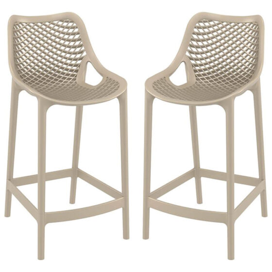 Aultas 65cm Taupe Polypropylene Bar Stools In Pair