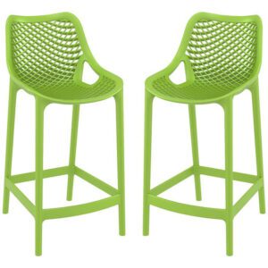 Aultas 65cm Tropical Green Polypropylene Bar Stools In Pair