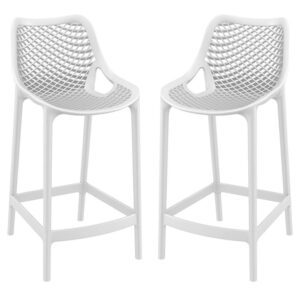 Aultas 65cm White Polypropylene Bar Stools In Pair