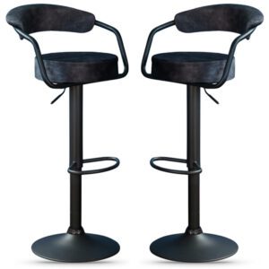 Hobart Charcoal Fabric Bar Stools – Pair