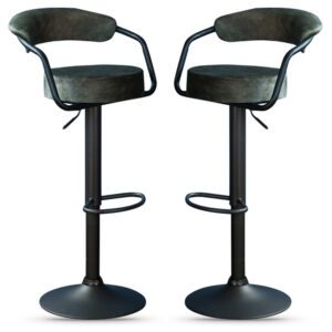 Hobart Olive Fabric Bar Stools – Pair