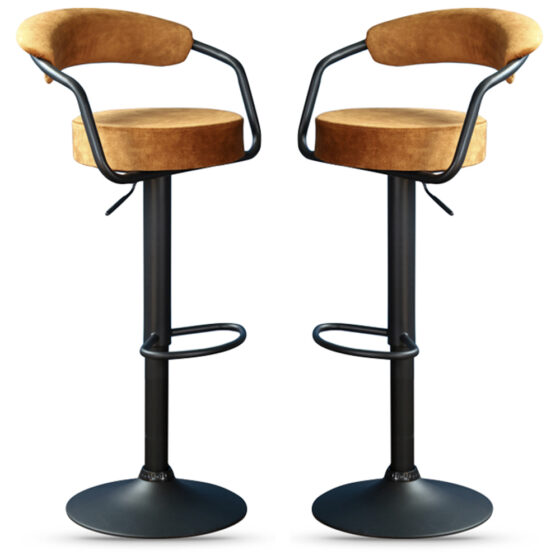 Hobart Rust Fabric Bar Stools - Pair