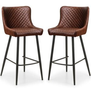 Lakia Brown Faux Leather Bar Stools With Black Legs – Pair