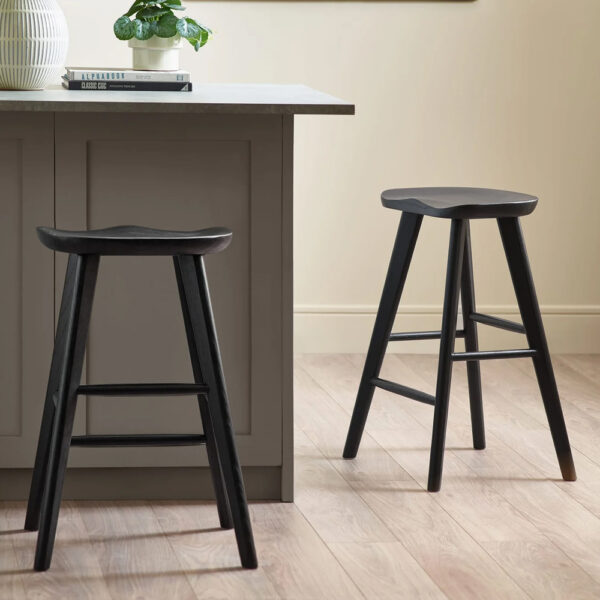 Markham Black Wooden Bar Stools - Pair