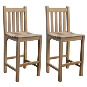 Sierra Teak Wooden Outdoor Bar Stools In Pair