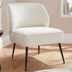 Auckland Velvet Accent Chair With Black Legs – Natural