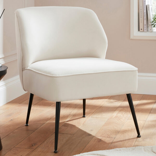 Auckland Velvet Accent Chair With Black Legs - Natural