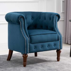 Freia Fabric Accent Chair In Blue